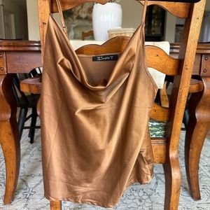 Draped collar strap satin